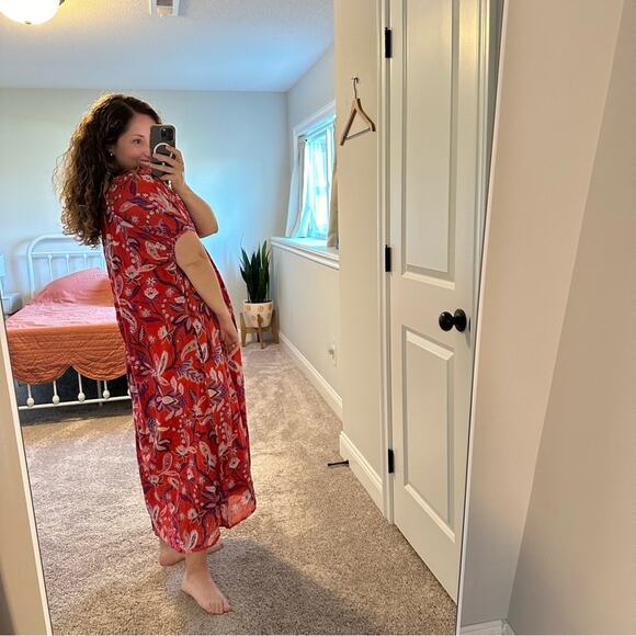 NWT Tuckernuck Sundry Red Cotton Floral Maxi Dress M/L - Picture 4 of 15